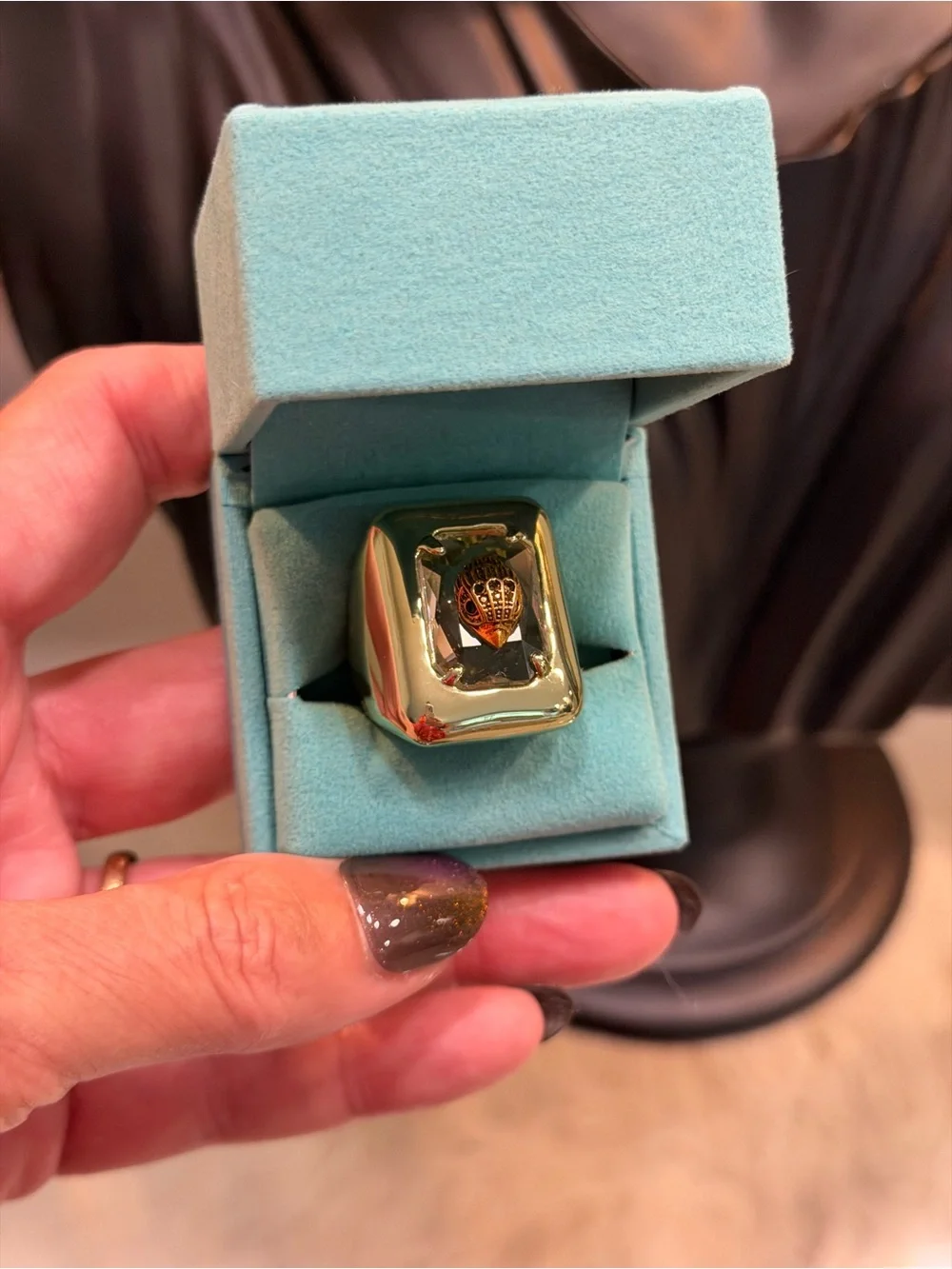 Kurt Geiger Gold-tone Dome Ring with Heart Accent 6.5-7